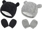 [Fynnsure] Baby Hat Glove Set Soft Newborn Mittens Baby Girl Boys Knitted Toddler Cap Infant Winter Beanie Mitten Sets