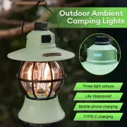 Rechargeable LED Camping Lantern Retro Light Portable Hanging Tent Lamp Outdoor