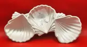 Sigrid Olsen Pearl White Clam Shell Melamine Divided Dip Sauce Relish Tray 12.5