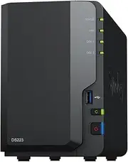 Synology DS223 2-Bay Diskstation NAS (Realtek RTD1619B Quad-Core 2GB Ram 1xRJ-45 1GbE LAN Port) 8TB Bundle with 2 x 4TB Seagate IronWolf NAS HDDs