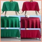 Polyester Table Cover Cloth Jacquard Damask Green Red Tablecloth Xmas Wedding UK