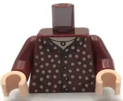 Lego New Minifig Dark Red Torso Shirt w/ Tan Polka Dots Light Nougat Neck Part