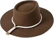 [Hcclijo] Wool Felt Fedora for Women Men Winter Formal Party Cap Panama Jazz Hats