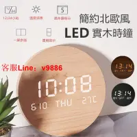 在飛比找樂天市場購物網優惠-【咨詢客服應有盡有】LED掛鐘 圓形木質鐘 LED時鐘 數字