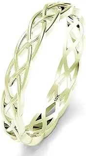 [Kobelle] 10K White Gold 3MM Eternity Celtic Knot Stackable Wedding Band Ring