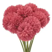 Artificial Flower Heads, Silk Chrysanthemum Hydrangea Red Faux Flowers 10Pcs
