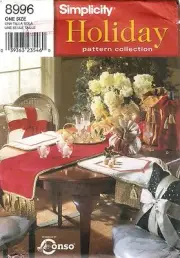 Simplicity # 8996 Sewing Pattern: Holiday Table Runner Mats Factory Folded Uncut