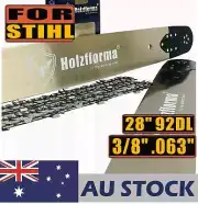 Holzfforma 28in Guide Bar & Full Chisel Chain Combo: 3/8 .063 92DL for Stihl