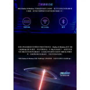 華碩 ROG GLADIUS III WIRELESS 無線 電競滑鼠 ASUS 易飛電腦