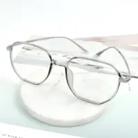 在飛比找momo購物網優惠-【men life】鏡框 黑灰透明多角防藍光鏡片(平光眼鏡)