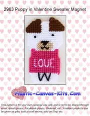 Puppy in Valentine Sweater Magnet-Plastic Canvas Pattern/Kit