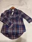 Francesca's Harper Heritage Women's Shirt Plaid Button Down Navy Blue Size S NWT