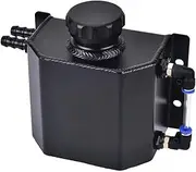 PORIYA 1L Aluminum Radiator Coolant Overflow Bottle Tank, Universal Expansion Reservoir Tank, Engine Coolant Recovery Kits, Quadrate (BLACK)