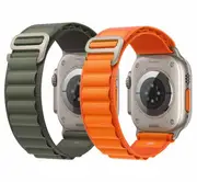 Alpine G Hook Wristband For Apple Watch 8 /7 /SE /6 /5 /4 /3 /2 /1 Ultra Strap Replacement Wrist Band (38mm 40mm 41mm - Orange+Green)