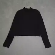 Topshop Womens Pullover Sweater Black Long Sleeve Mock Neck Tight Knit 10 New