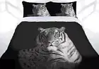White Tiger Blue Eyes Double Bed Quilt Doona Duvet Cover Set Bedroom Decor