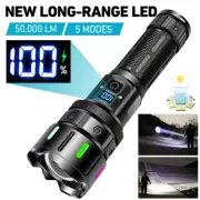 50000ML LED Tactical Flashlight Rechargeable Camping Hunting Torch Super Bright