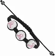 [JewelryWeb] Slip on Adjustable Macram With 3 Crystal Awareness and Hematite Bead Bracelet 14x14mm Wide Link-Bracelet for Women