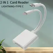 2-in-1 OTG Card Reader: Type-C & Lightning Adapter for SD/TF Cards – Compatible