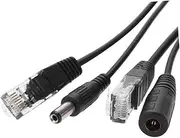 OKUMEYR 2PCS Poe Separator Connection Cable Splitter Adapter Full Copper Wire for IP Security Cameras WLAN Routers and Telephony Black