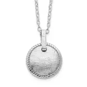 Sterling Silver Rhodium-Plated Matte Puffed Circle W/2In Ext. Necklace