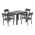Outdoor Dining Set 5 Piece Aluminum Extendable Table Setting Black Gardeon