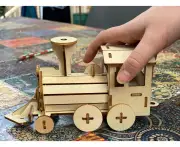 Model kit locomotive train Kids wood model toy with paint set-plywood DIY kit