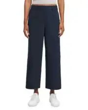 Theory High Rise Wool Blend Utility Pants Women's 0 Navy Patch Pocket Button Zip