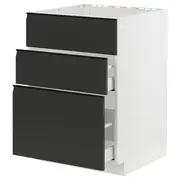 METOD / MAXIMERA base cab f sink+3 fronts/2 drawers, white/Upplöv matt anthracite, 60x60x80 cm