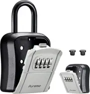 Puroma Key Lock Box, Portable Combination Lockbox Wall-Mounted Key Storage Box