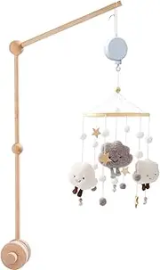 Baby Crib Mobile Arm with Clockwork Music Box, Wooden Baby Mobile Crib Holder, Anti Slip Baby Mobile Holder Arm, 27inch Wooden Crib Mobile Holder for Crib Baby Bed Nursery Decor
