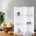 Foldable Flexible Room Divider 4 Panel Stand Wooden Privacy Screen Lightweight