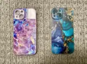 Brand New iPhone 15 Cases - Crystal Rock Pink and Blue