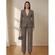 Plaid Two Piece Jumpsuit / Pantsuit Pantsuit Mother of the Bride Tailored Blazer Set Vintage Simple Notched Lapel Floor Length Stretch Suit Long Sleeve with Fl