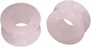 [NewZenro] Hollow Rose Quartz Natural Stone Ear Plugs Gauges Tunnel Expanders Stretcher Saddle Double Flared Flesh Earrings for Women Men Fashion Piercings Body Jewelry Gift
