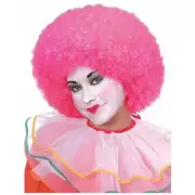 Pink Neon Clown Afro Wig Costume Halloween Accessory