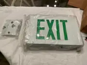 Lightolier Exit Sign, White Alum., Green Letters Model: LDN1GW
