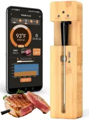Real-Time Alerts Wireless Meat Thermometer - Smart Bluetooth Probe for BBQ, G...