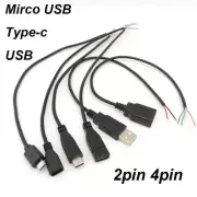 5pcs 2 4 pin Wire USB male female Micro 2.0 Type-C Charger Power Connector Cable