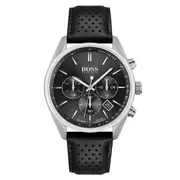 Hugo Boss Champion Black Leather Men's Chrono Watch - 1513816