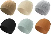 [FDHBDF] 6 Soft Baby Hats, Wool Hats, Newborn Hats, Small Hats with Pleated Brim, Hats Without Brim for Boys and Girls from 0-24 Months