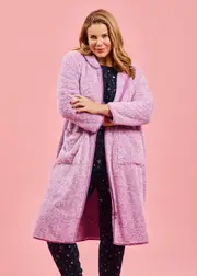 [Taking Shape] Taking Shape Hooded Zip Up Dressing Gown Size 26-28 in Magenta Melange - Plus Size Women's Clothing Magenta Melange