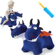 Nevenka Kids Plush Ride Bouncing Toys Inflatable Hopping Animal with Pump-Dragon