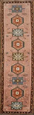 Light Brown Wool Timeless Traditional Handmade Tribal Oriental Runner Rug 3x10