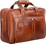 [Da leather villa] LV Top Grain Natural Leather Office leather Laptop Shoulder Bag For Men Office Use Laptop Compartment Size H16 x L12 x W6 INCH | 24 Liters (Tan), Tan, Leather Laptop Shoulder Office Bag, Tan