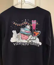 Vineyard Vines Women's Apres Ski Whale Pocket Blue Long Sleeve Medium NWT
