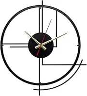 Ajqiomh Large Metal Wall Clocks for Living Room Decor, 14 inch Modern Decorative Clock, 3D Minimalist Silent Black Clock Decor for Kitchen, Office, Bedroom Livingroom