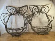 Large Retro Wicker Owl Wall Basket, Home Wall Decor 1 Pair, New
