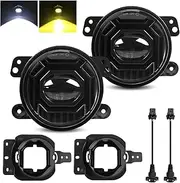 Upgraded LED Fog Lights for 2007-2024 Jeep Wrangler JL JLU Gladiator JK JKU JL JT Gladiator, 4 Inch White Amber Fog Lights Assembly with 2 Pair Mounting Brackets , 2 Conversion Cables, DOT Approved
