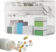 Medicine Cabinet Organizer - Medicine Storage Box With Handles | Double-Layer Transparent Holder, Large Capacity Pill Case, Portable Travel Container for Snacks, Stationery, Home, Car Use